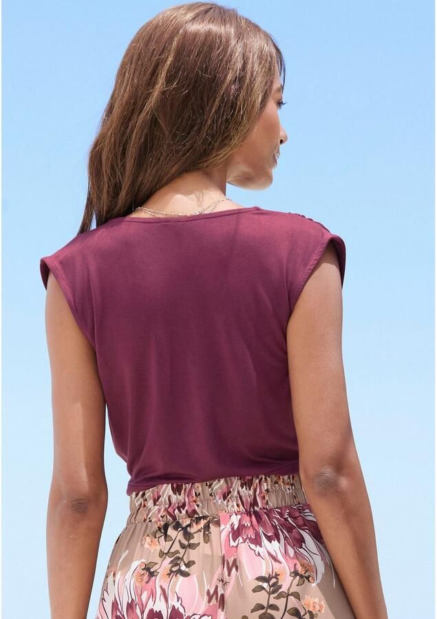 Lascana Shirttop met subtiele rimpelingen op de schouder elastische damestop - Foto 4