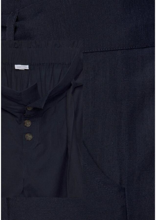 Lascana Short en knoopsluiting korte broek linnenbroek zomershort (Met een bindceintuur) - Foto 2