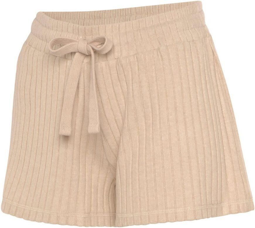Lascana Short Lounge shorts gemêleerd Lounge- brei shorts gemêleerd met bindkoord loungewear