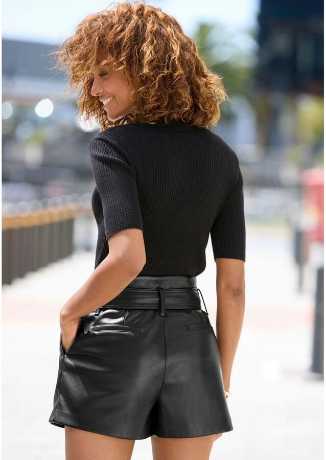 Lascana Short uit kunstleer kunstleren shorts elegant modieus (Met riem) - Foto 2