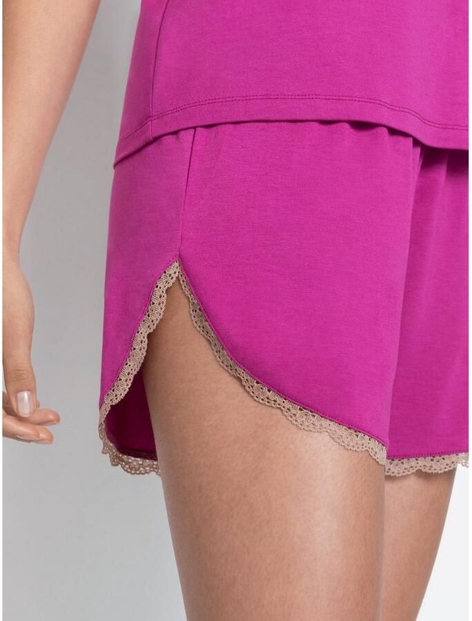 Lascana Shortama met mooie kantdetails (set 2-delig)