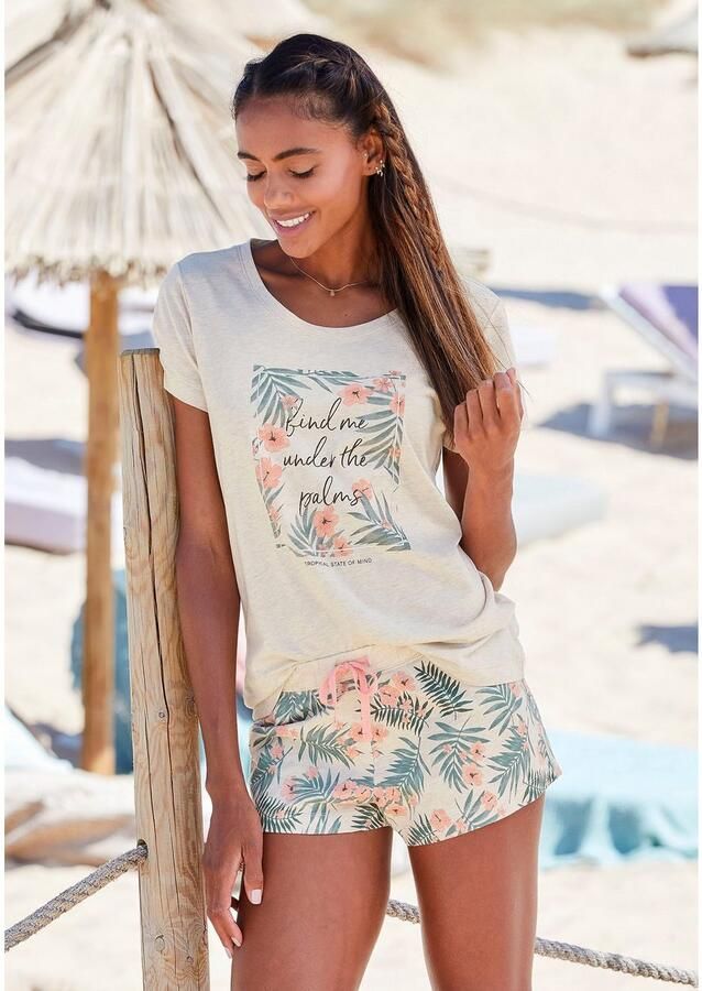 Lascana Shortama met statement-print (2-delig 1 stuk) - Foto 4