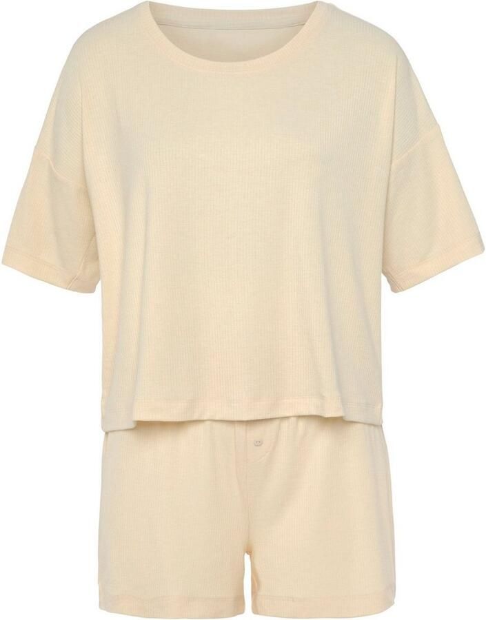 Lascana Shortama uit mooi ribmateriaal (set 2-delig)