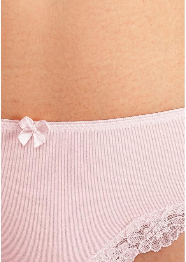 Lascana Slip van elastische katoen met delicate kant (3 stuks)