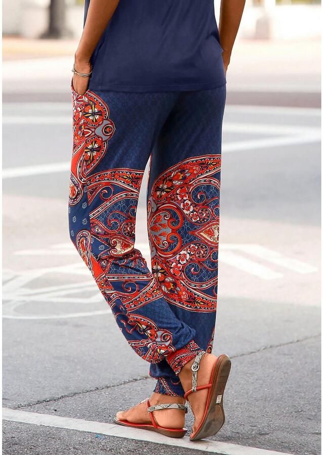 Lascana Strandbroek met paisley print en zakken lichtgewicht jersey broek elastisch - Foto 2