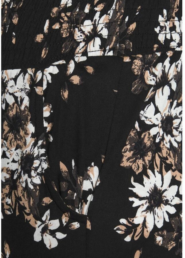 Lascana Strandbroek met subtiele bloemenprint soepelvallende jersey broek zomerbroek