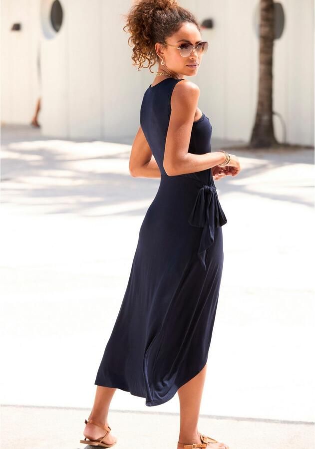 Lascana Strandjurk met rok in wikkel-look midijurk van jersey zomerjurk - Foto 4