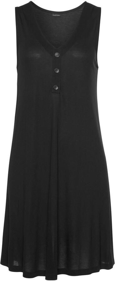 Lascana Strandjurk met sierknopen bij de hals korte zomerjurk jersey jurk - Foto 4