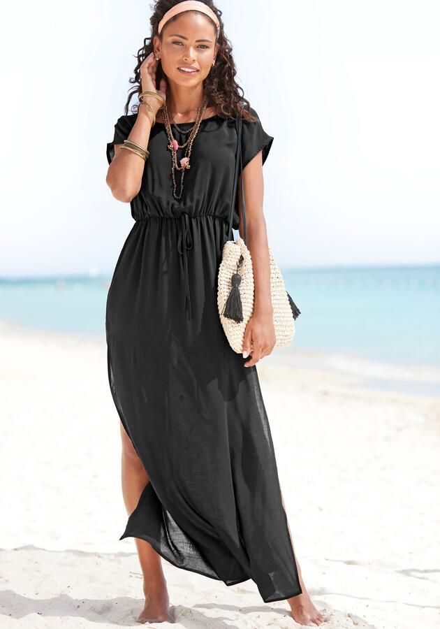 Lascana Strandjurk van licht transparante geweven stof maxi jurk met split zomerjurk - Foto 5