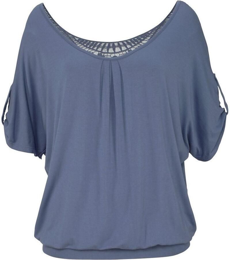 Lascana Strandshirt met gehaakt inzet op de rug t-shirt wijde pasvorm luchtig en los - Foto 9