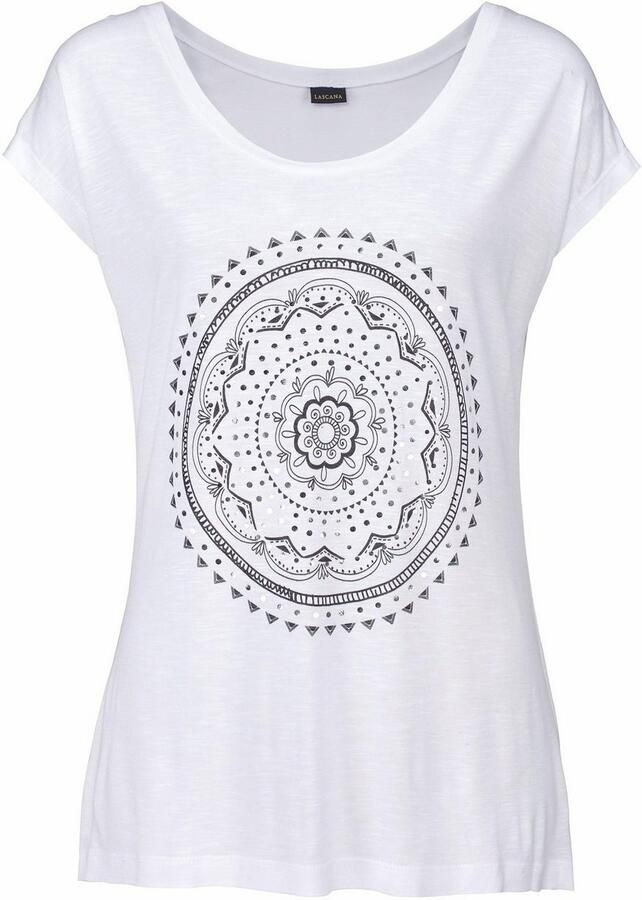 Lascana Strandshirt met print en glanzend effect etnische look casual