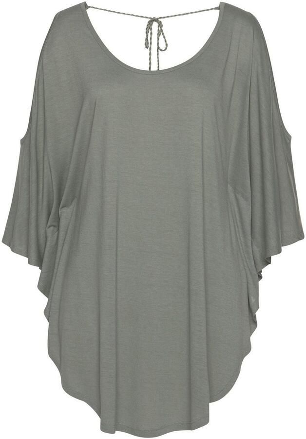 Lascana Strandshirt met sierbandje bovenaan de rug longshirt 3 4 mouwen off-the-shoulder - Foto 6