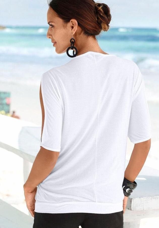 Lascana Strandshirt met splitten aan de mouwen shirt met korte mouwen off-the-shoulder - Foto 2