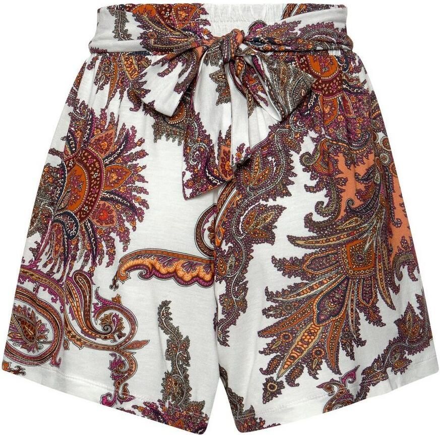 Lascana Strandshort met striklint en paisley print elastische tailleband korte broek