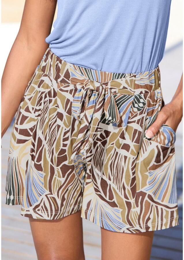 Lascana Strandshort met vaste bindgordel korte broek met alloverprint - Foto 4