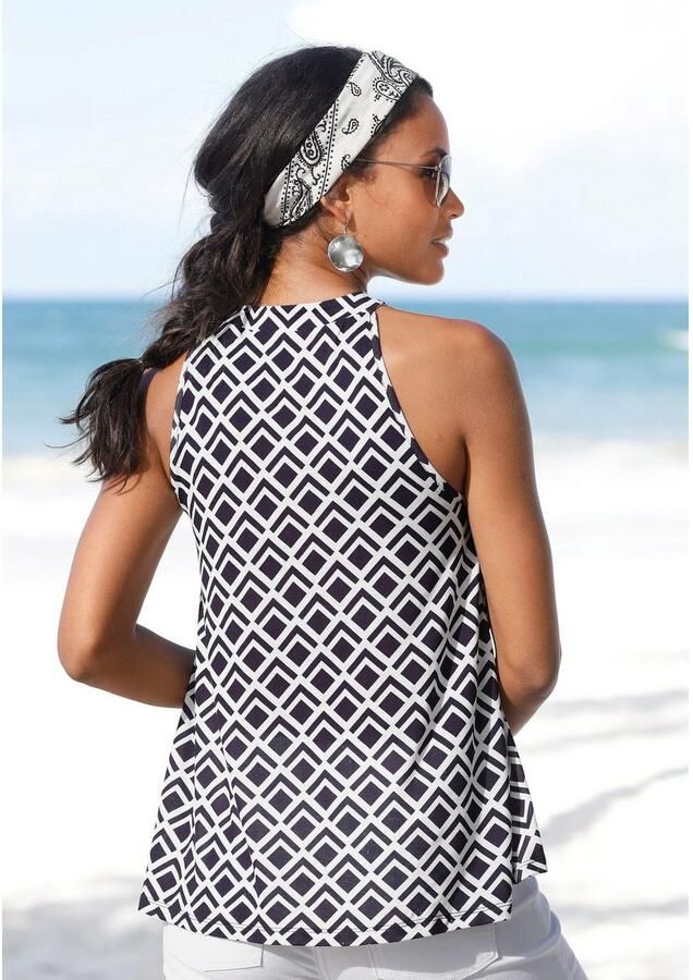 Lascana Strandtop in lichte a-vorm dames top met allover print en cut-out - Foto 3