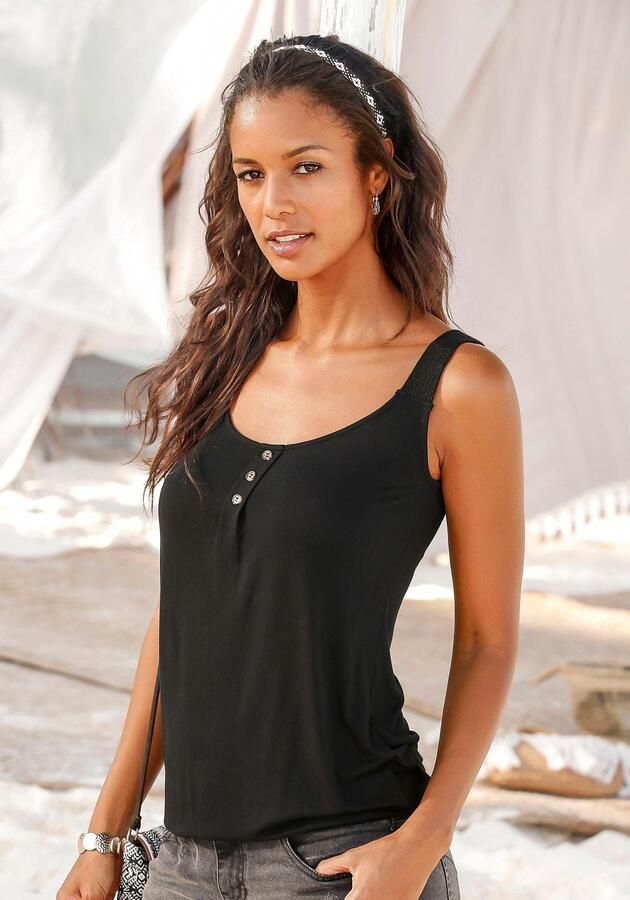 Lascana Strandtop Met gevlochten bandjes van zachte viscose-stretch (Set van 2) - Foto 7