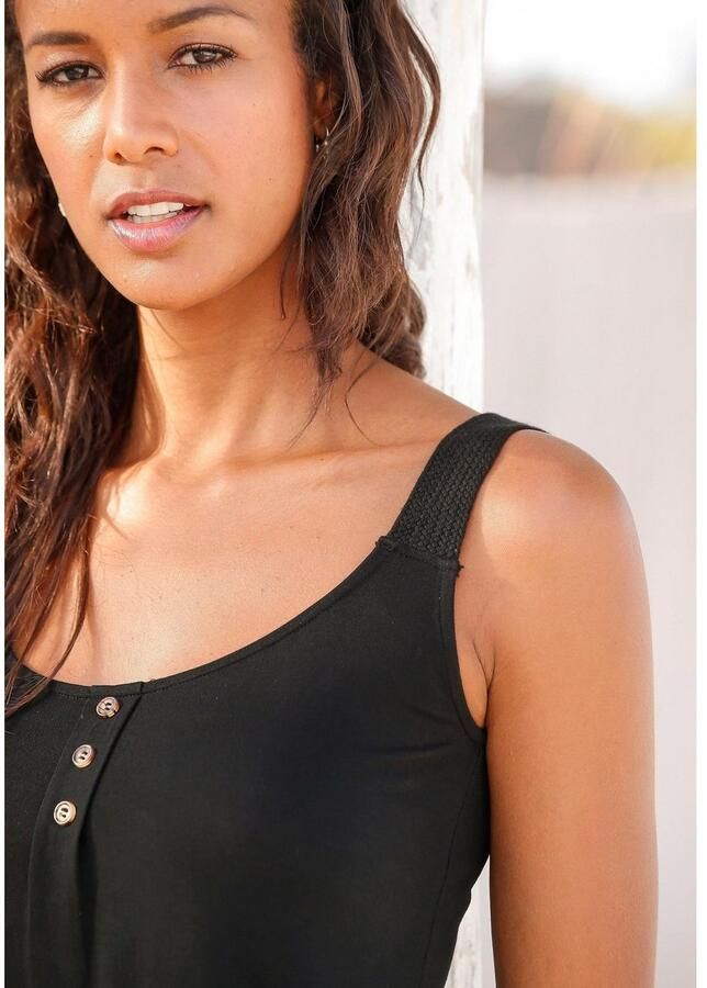 Lascana Strandtop Met gevlochten bandjes van zachte viscose-stretch (Set van 2)