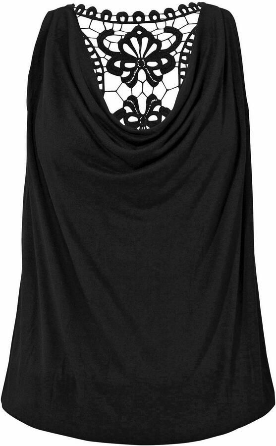 Lascana Strandtop met haak kant en watervalhals aan de voorkant - Foto 6