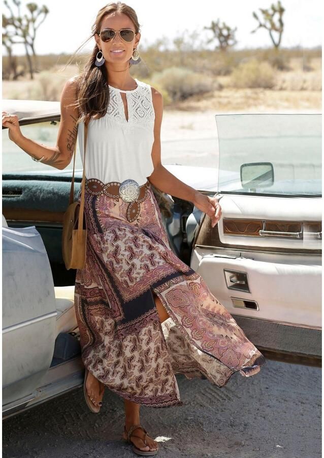 Lascana Strandtop met kantinzetten dames-top van katoenmix - Foto 3