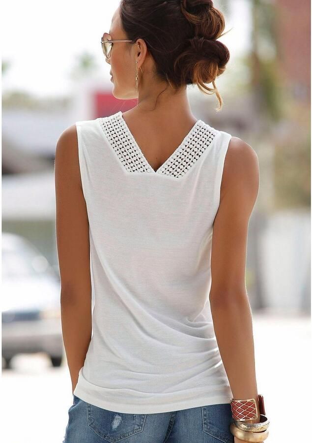 Lascana Strandtop met kantrand aan de halslijn modieuze dames-top - Foto 4