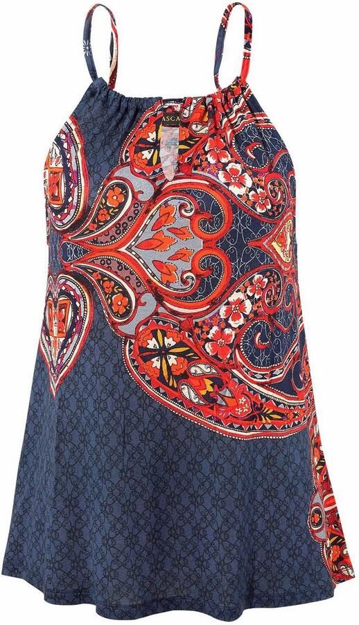 Lascana Strandtop met paisley-print en split aan de halslijn spaghettitop - Foto 4