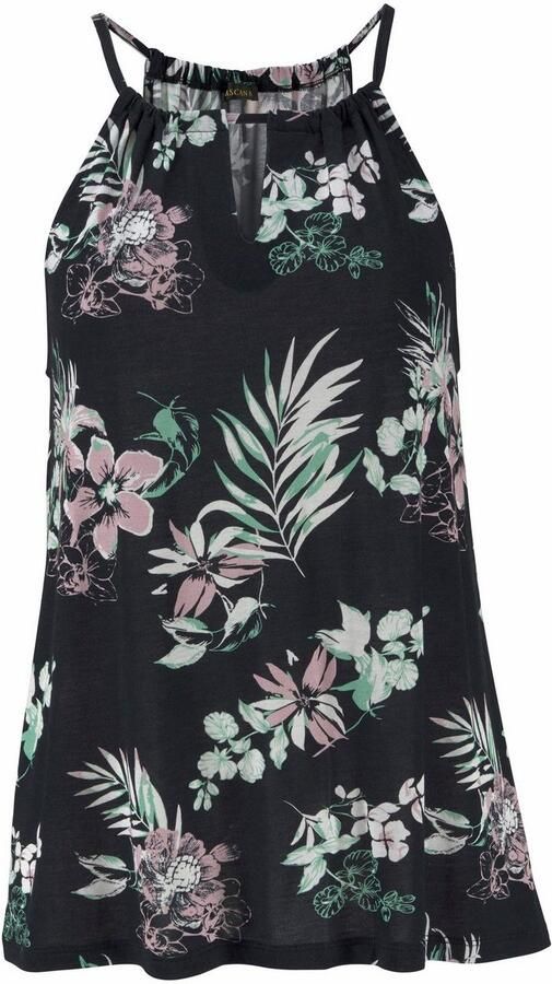 Lascana Strandtop met tropische print en split aan de hals spaghettitop - Foto 5