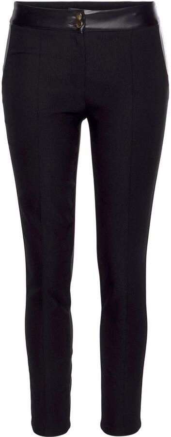 Lascana Stretchbroek met inzetstukken van imitatieleer elegante jerseybroek casual-chic - Foto 5