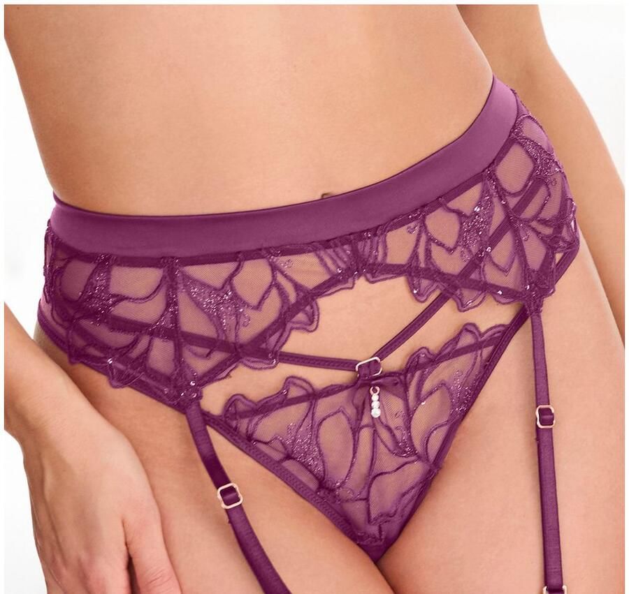 Lascana String Amira-Collectie met glanzende kant en spannende bandlook