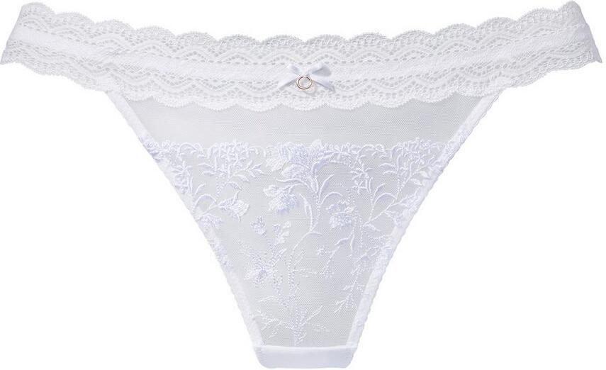 Lascana String met delicate bloemen borduursel en elastische kantband - Foto 3