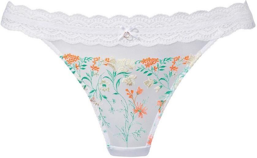 Lascana String met delicate bloemen borduursel en elastische kantband - Foto 3