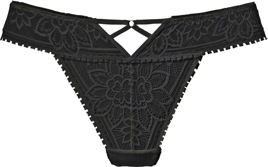 Lascana String met elegante cut-out van florale jacquardkant