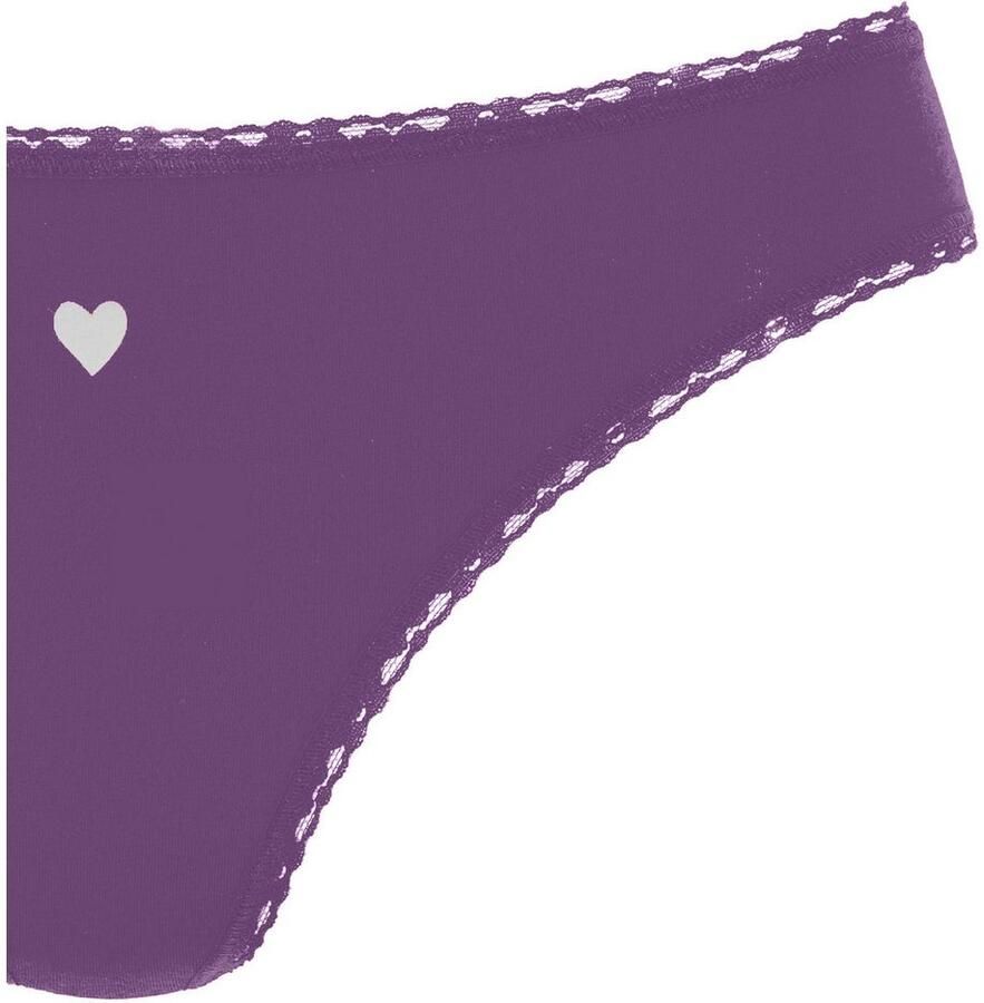 Lascana String met schattige hartjesprints en van elastische katoenkwaliteit (Set van 5)