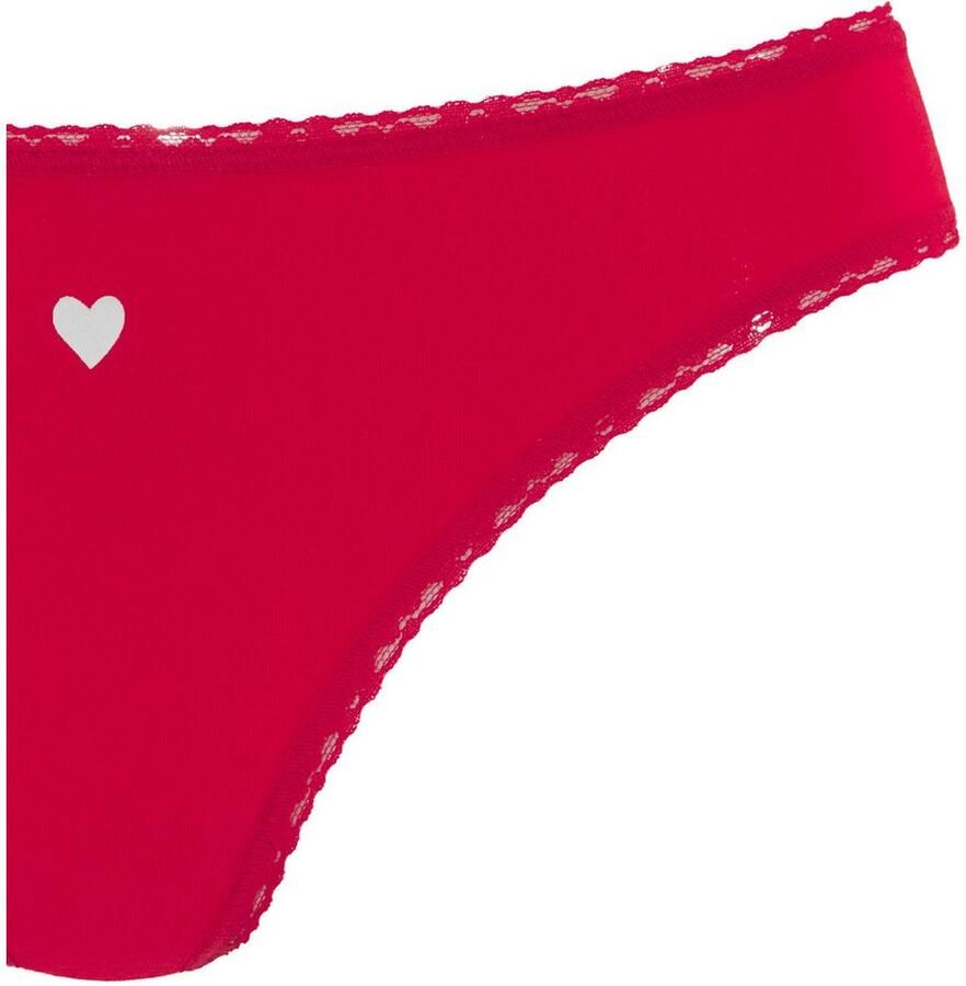 Lascana String met schattige hartjesprints en van elastische katoenkwaliteit (Set van 5)