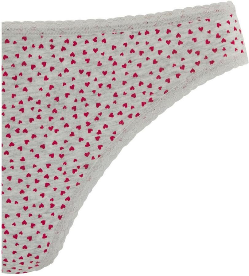 Lascana String met schattige hartjesprints en van elastische katoenkwaliteit (Set van 5)