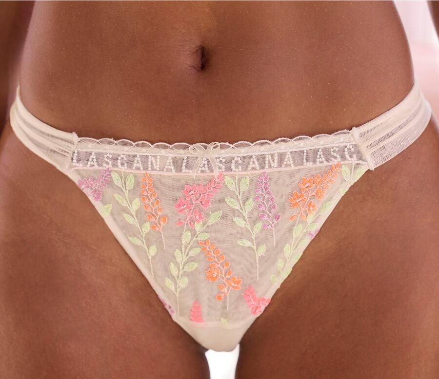 Lascana String Mirabel Amira-Collectie van mesh met glanzend bloe borduursel transparant ondergoed - Foto 5