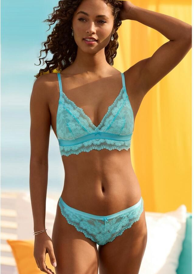 Lascana String van delicate elastische jacquard kant