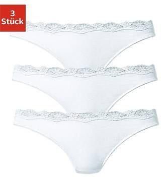 Lascana String van elastische katoen met delicate kant (3 stuks) - Foto 4