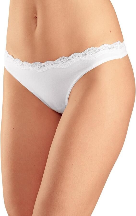 Lascana String van elastische katoen met delicate kant (3 stuks) - Foto 3
