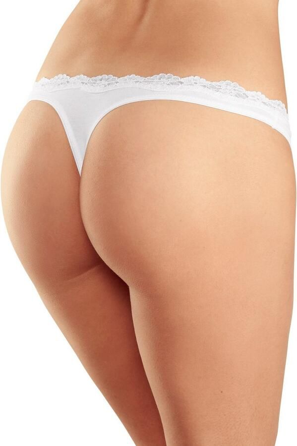 Lascana String van elastische katoen met delicate kant (3 stuks) - Foto 2