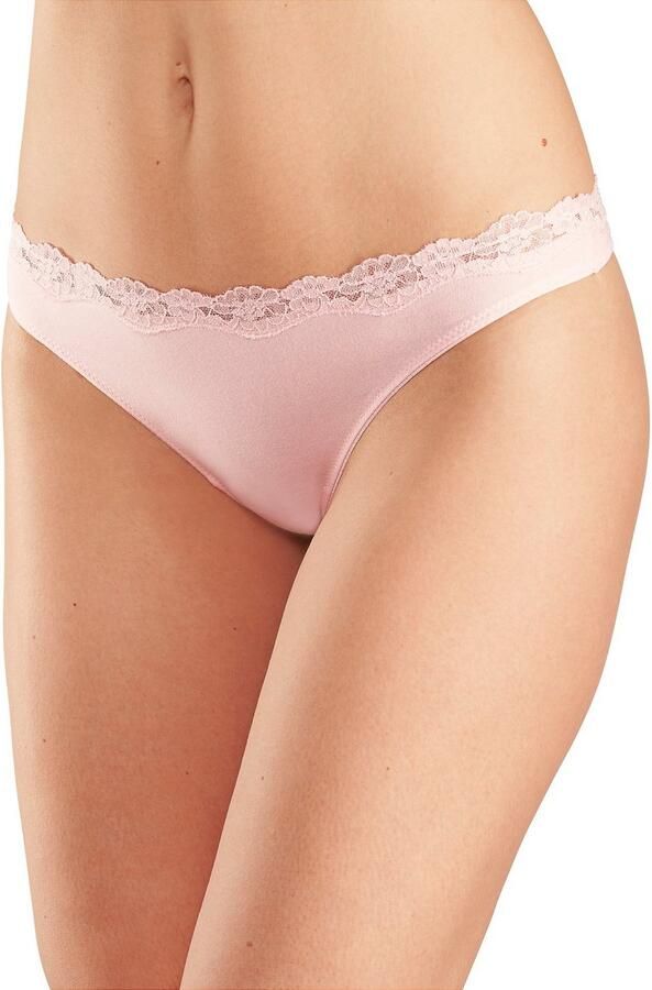 Lascana String van elastische katoen met delicate kant (3 stuks) - Foto 2