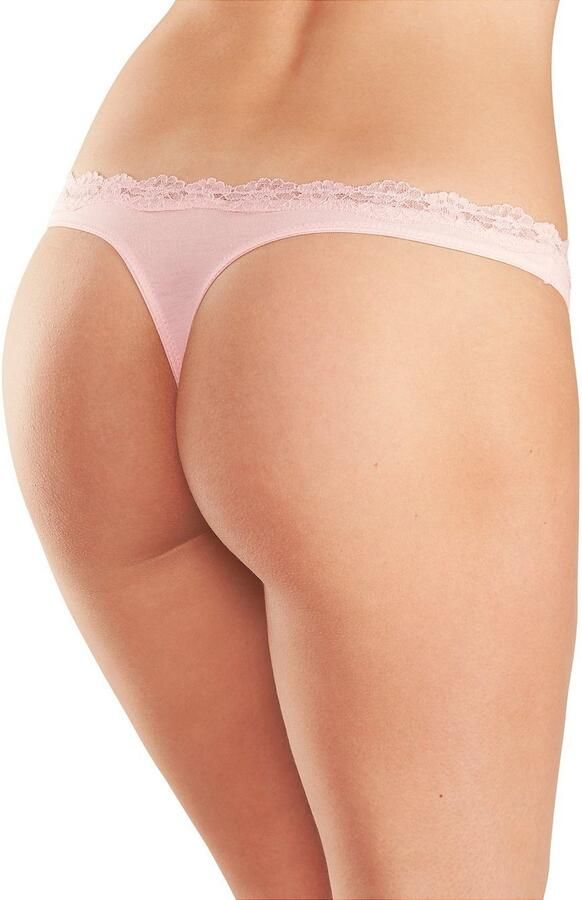 Lascana String van elastische katoen met delicate kant (3 stuks) - Foto 3