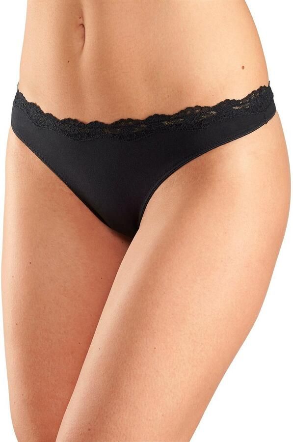 Lascana String van elastische katoen met delicate kant (3 stuks) - Foto 5