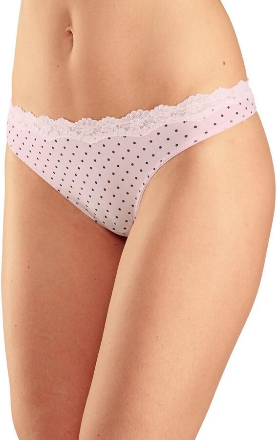 Lascana String van elastische katoen met delicate kant (3 stuks) - Foto 3