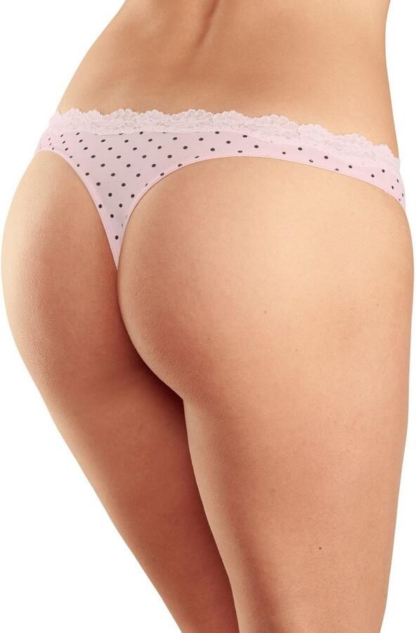 Lascana String van elastische katoen met delicate kant (3 stuks) - Foto 2