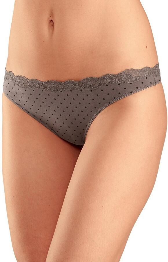 Lascana String van elastische katoen met delicate kant (3 stuks) - Foto 3