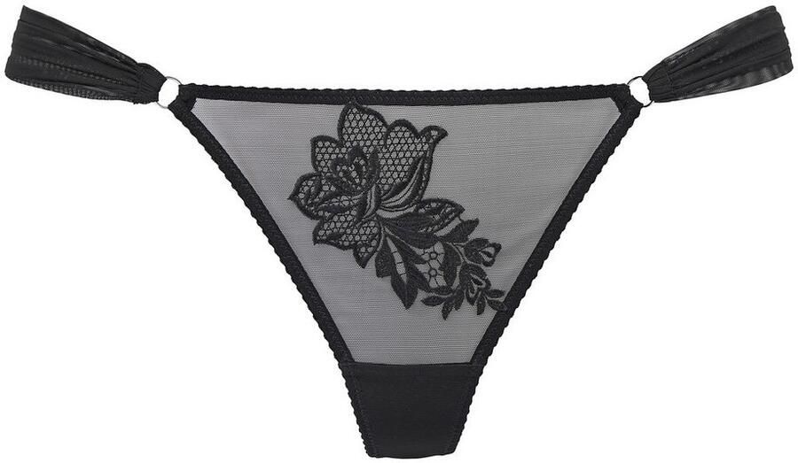 Lascana String van transparant mesh met geplaatste bloe applicatie - Foto 3