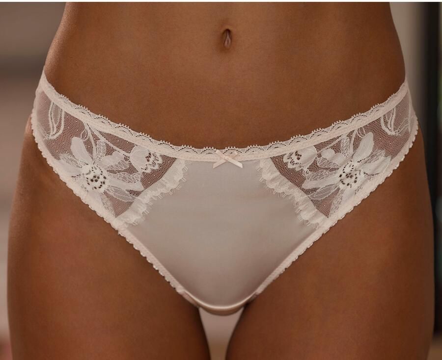 Lascana String van zijdeachtig materiaal en edele jacquardkant - Foto 4