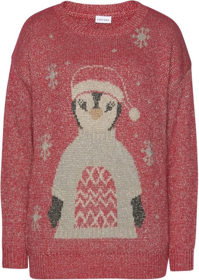 Lascana Sweater Kersttrui met ingebreid motief loungewear - Foto 3