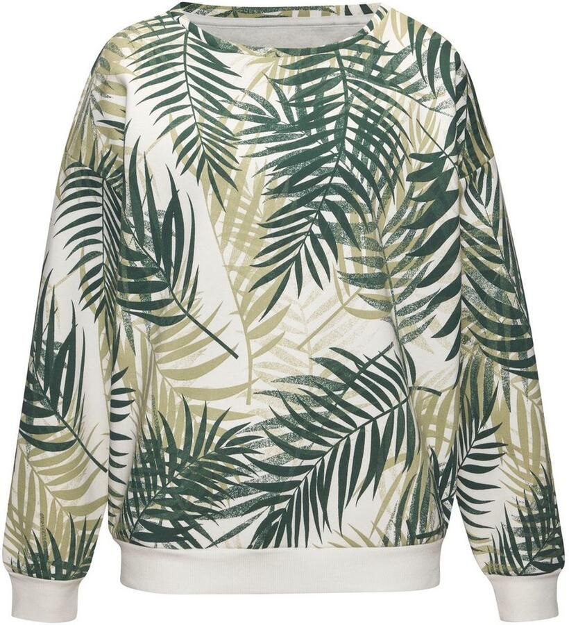 Lascana Sweater Loungeshirt Loungetop met allover-bladerenprint loungewear (1-delig)